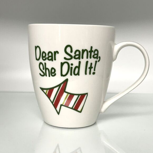 Pfaltzgraff Christmas 18 oz Porcelain Mug Dear Santa, She Did It! Friend Partner - Picture 3 of 7